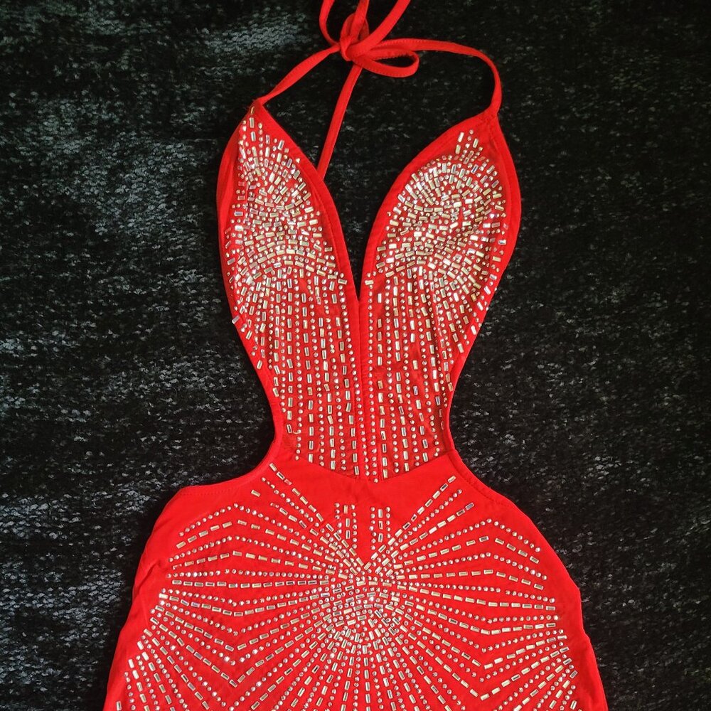 Red Rhinestone Dress